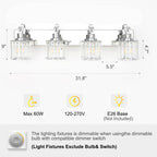 Appliques murales à intensité variable pour salle de bain en cristal moderne