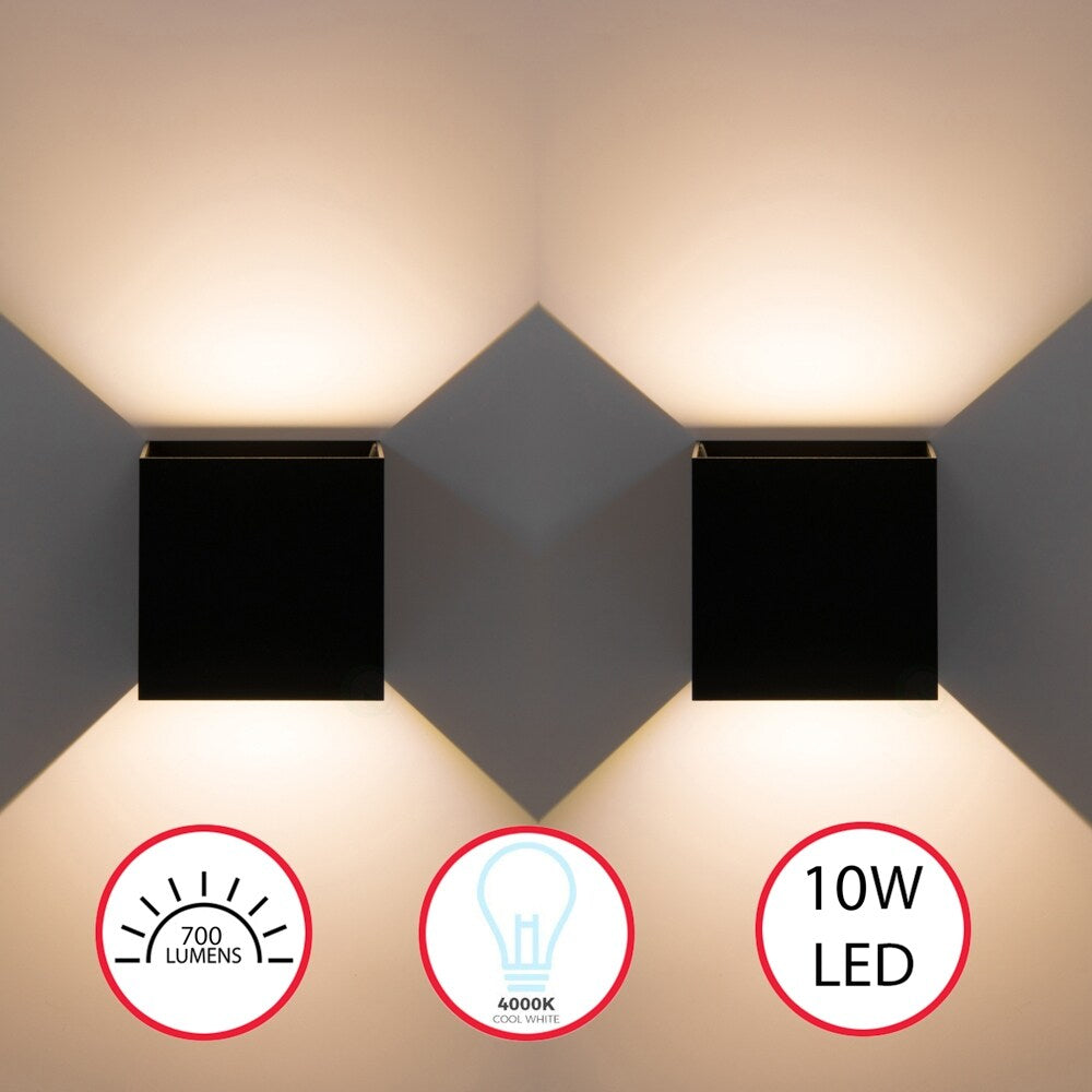 Applique murale moderne LED étanche en aluminium avec faisceau réglable 10 W 4 000 K Blanc froid pour intérieur et extérieur