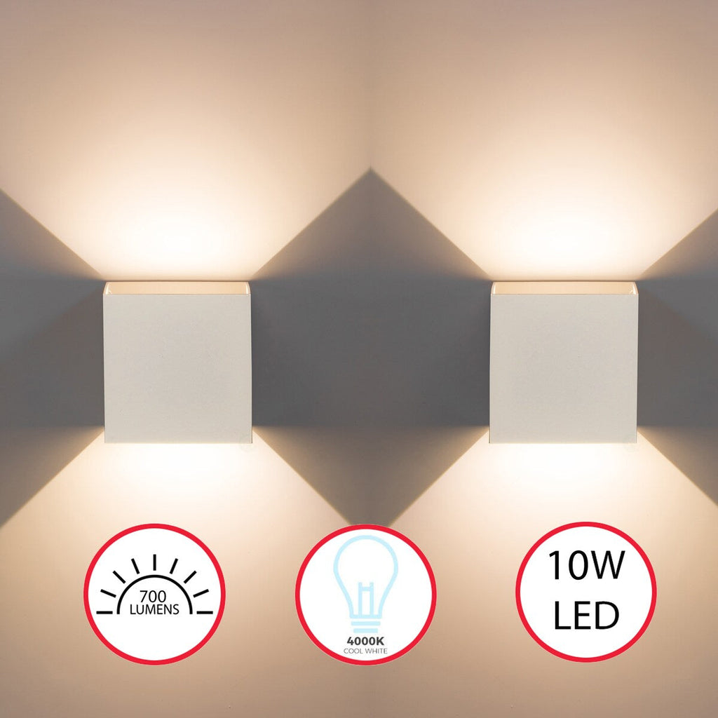 Applique murale moderne LED étanche en aluminium avec faisceau réglable 10 W 4 000 K Blanc froid pour intérieur et extérieur