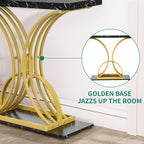 Console moderne dorée avec plateau en marbre pour entrée et couloir