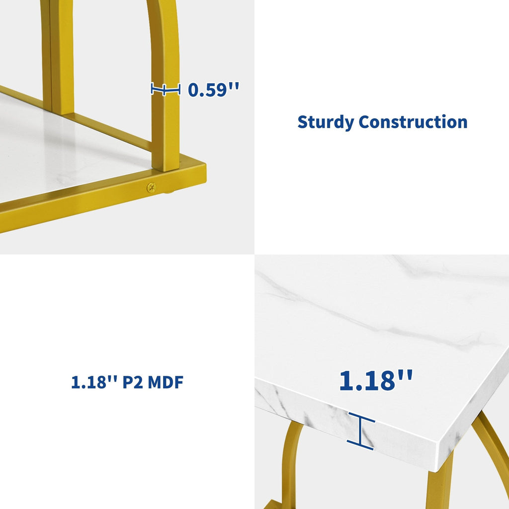 Console moderne dorée avec plateau en marbre pour entrée et couloir
