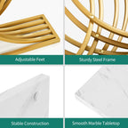 Console moderne dorée avec plateau en marbre pour entrée et couloir