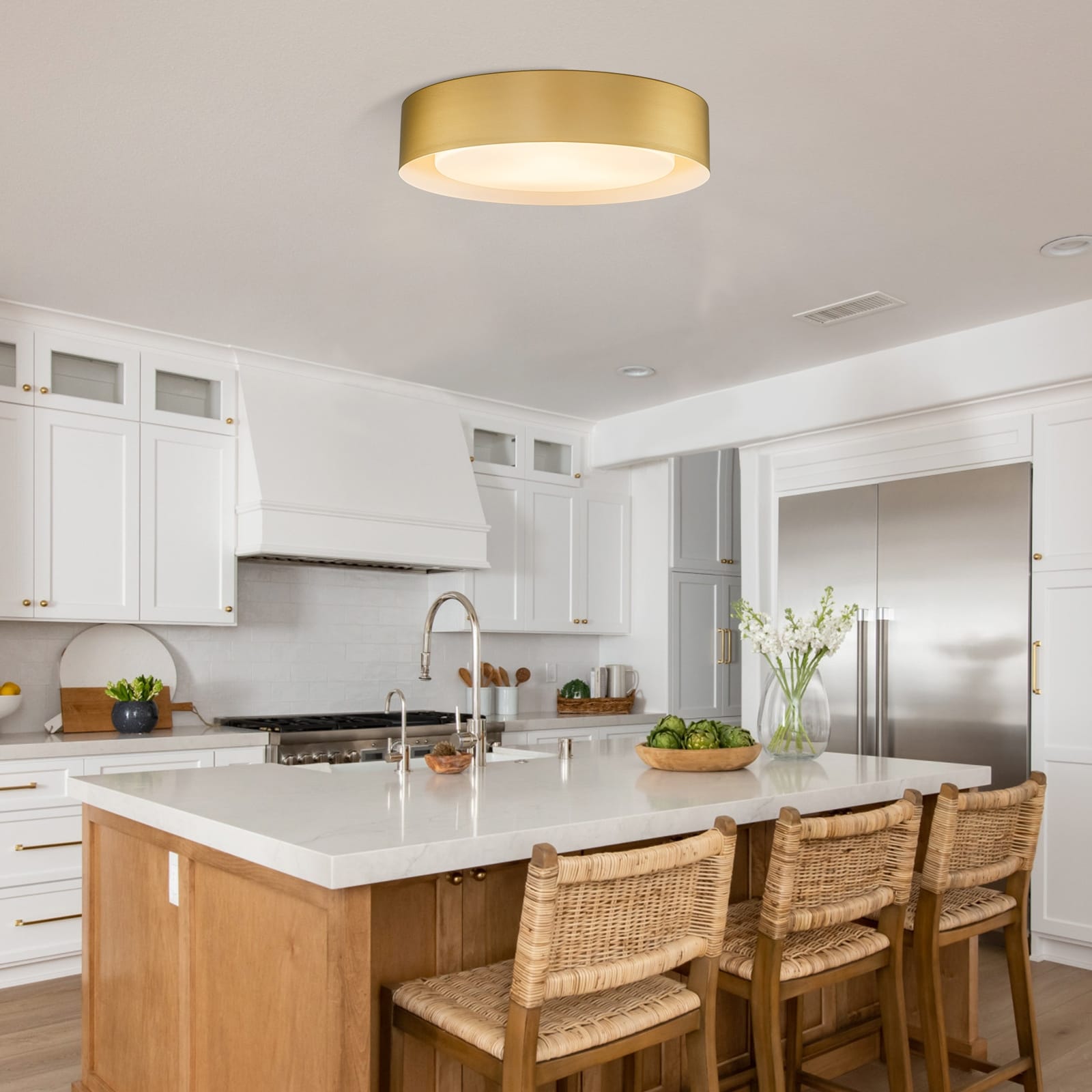 Plafonnier encastré moderne et minimaliste à 2, 3 ou 5 lumières avec abat-jour en métal