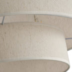 Suspension tambour moderne blanc cassé avec abat-jour en lin à deux niveaux