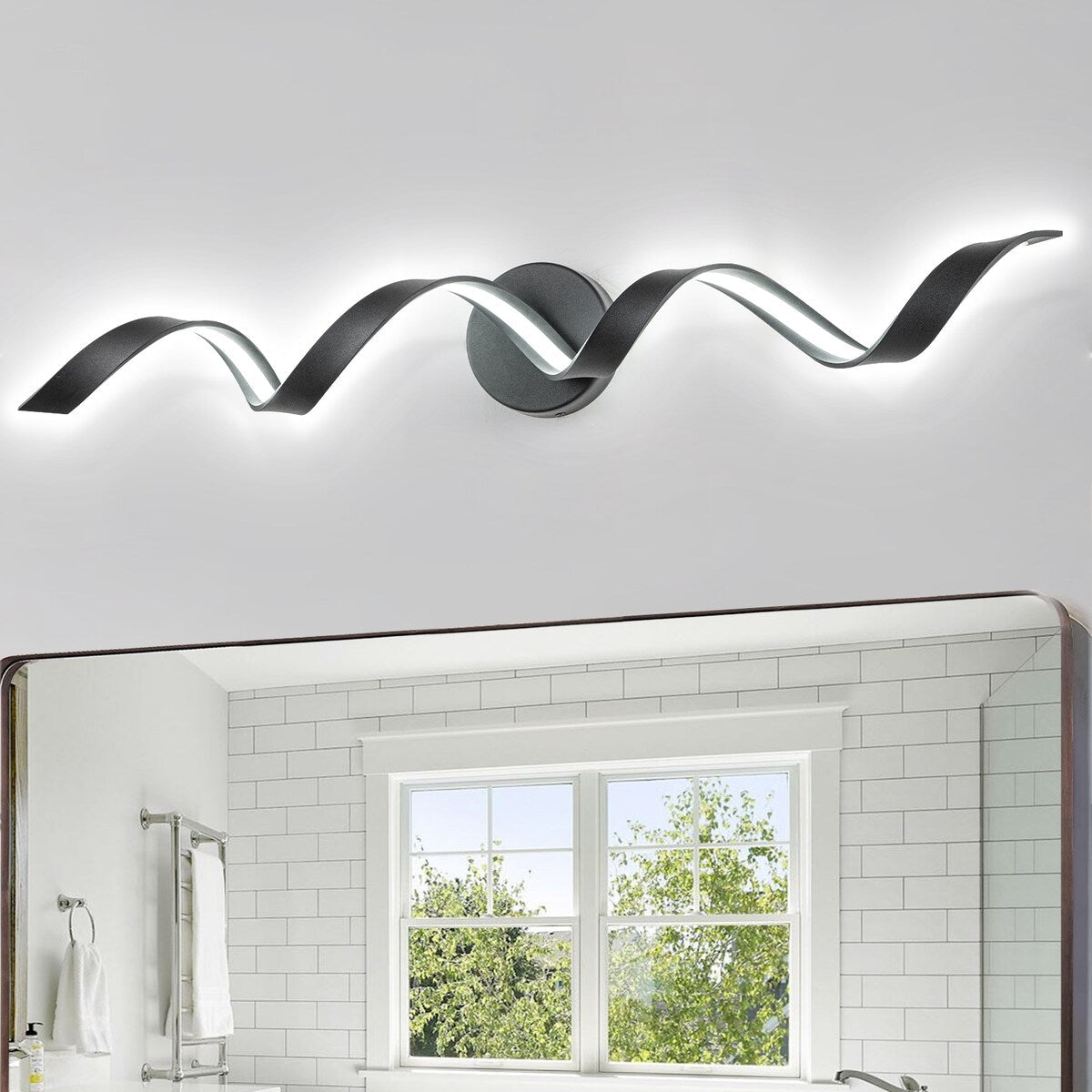 Applique murale à LED pour salle de bain au design moderne en spirale, à intensité variable