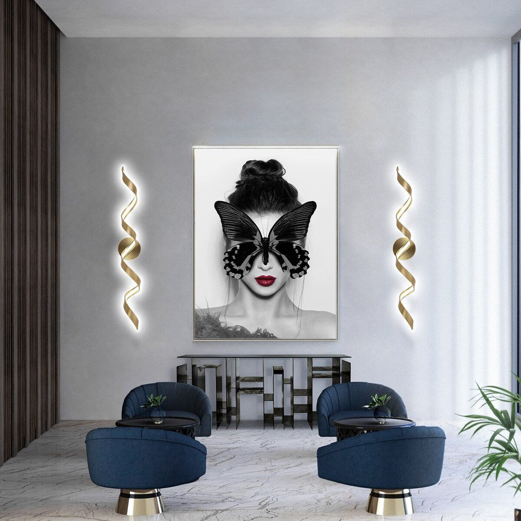 Applique murale à LED pour salle de bain au design moderne en spirale, à intensité variable