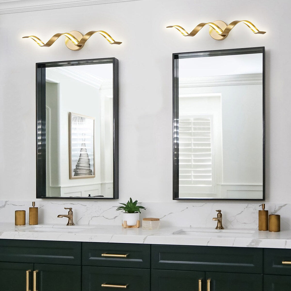 Applique murale à LED pour salle de bain au design moderne en spirale, à intensité variable