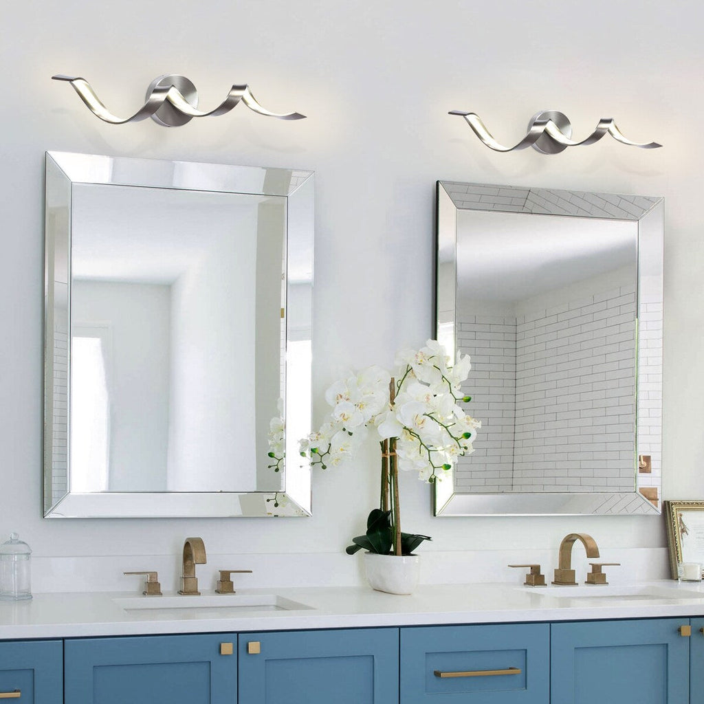 Applique murale à LED pour salle de bain au design moderne en spirale, à intensité variable