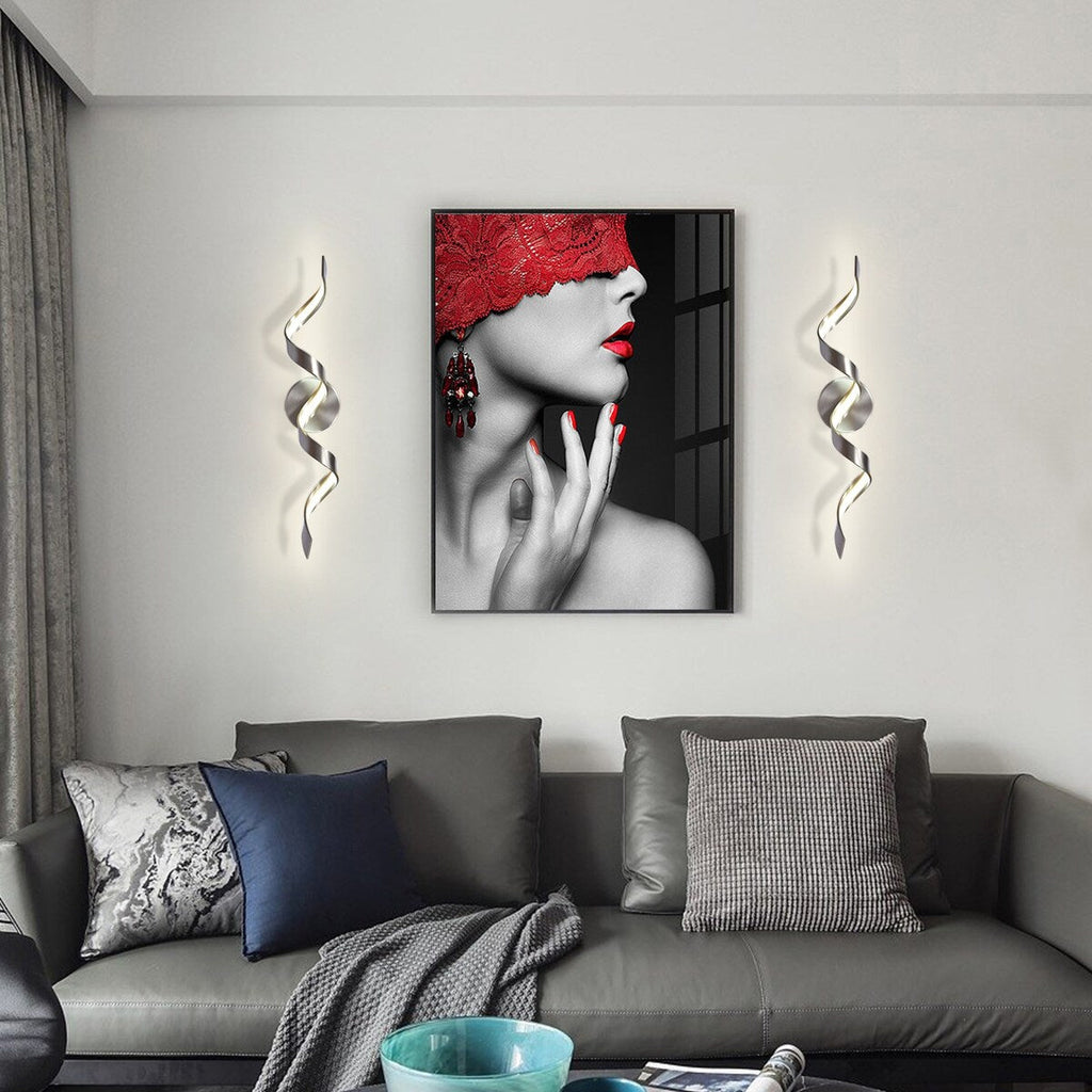 Applique murale à LED pour salle de bain au design moderne en spirale, à intensité variable