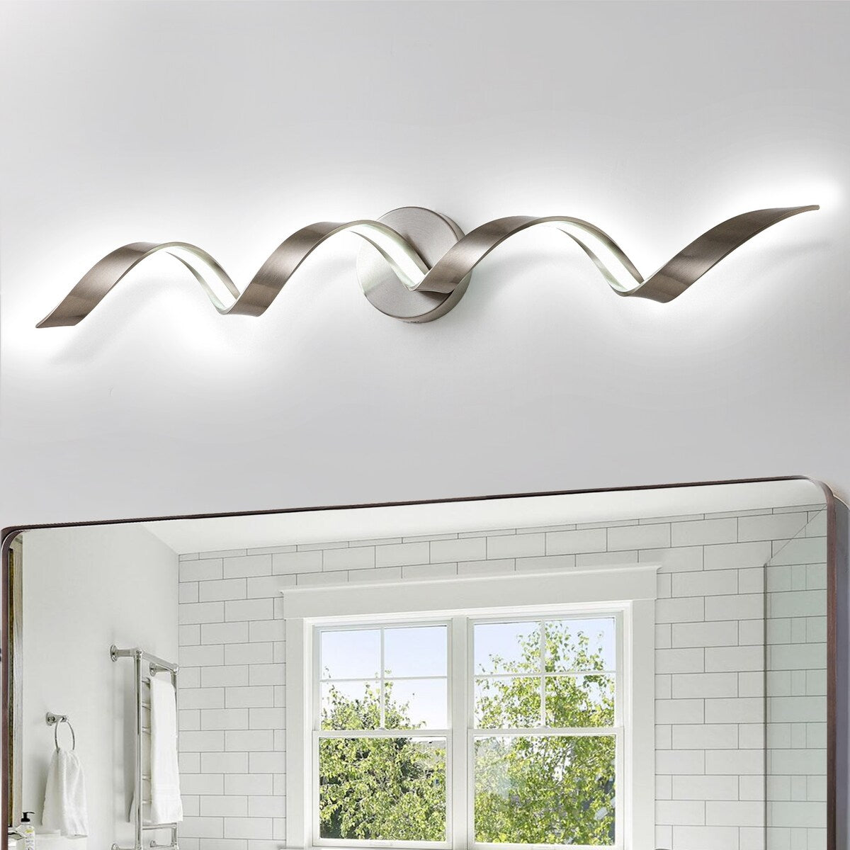 Applique murale à LED pour salle de bain au design moderne en spirale, à intensité variable