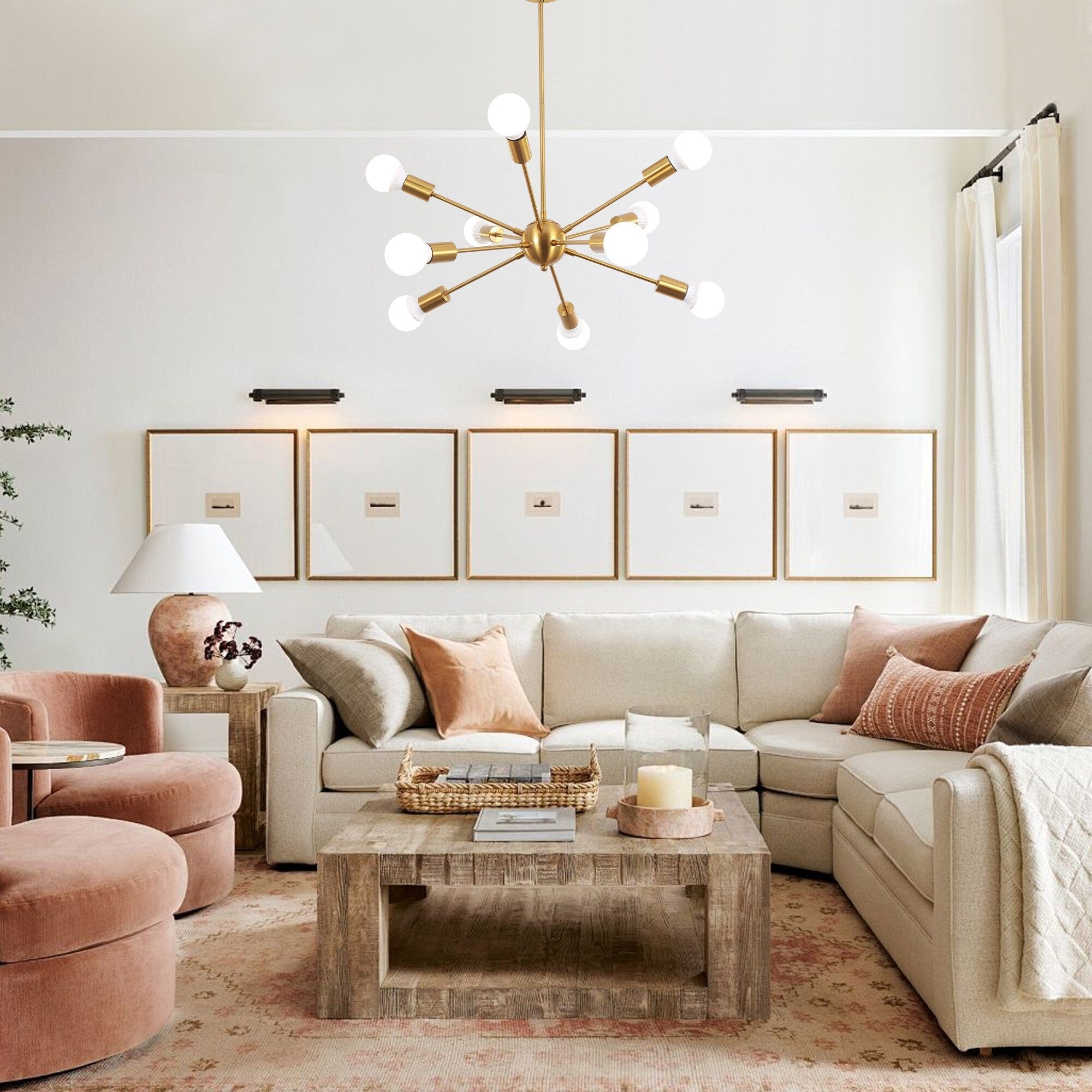 Lustre moderne Spoutnik à 10 lumières, plafonnier réglable pour cuisine, salle à manger, salon, chambre à coucher - N/A