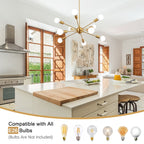 Lustre moderne Spoutnik à 10 lumières, plafonnier réglable pour cuisine, salle à manger, salon, chambre à coucher - N/A