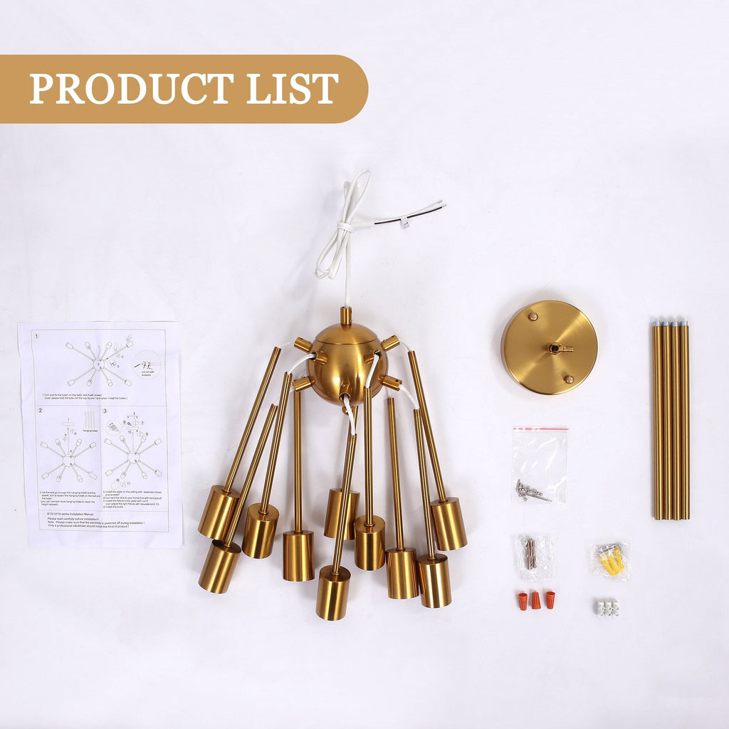 Lustre moderne Spoutnik à 10 lumières, plafonnier réglable pour cuisine, salle à manger, salon, chambre à coucher - N/A