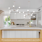 Lustre moderne Spoutnik à 10 lumières, plafonnier réglable pour cuisine, salle à manger, salon, chambre à coucher - N/A