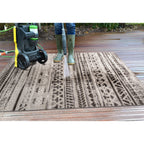 Tapis d'intérieur/extérieur géométrique délavé à rayures modernes de la World Rug Gallery