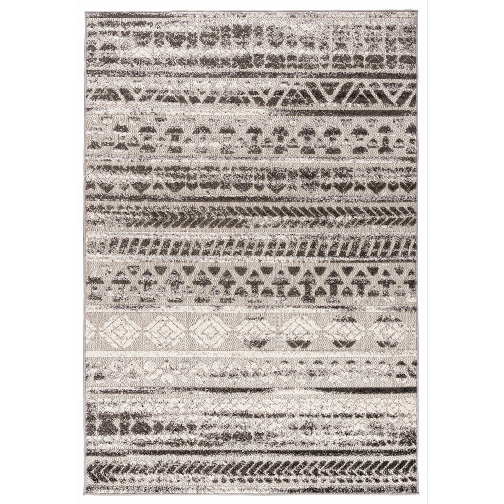 Tapis d'intérieur/extérieur géométrique délavé à rayures modernes de la World Rug Gallery