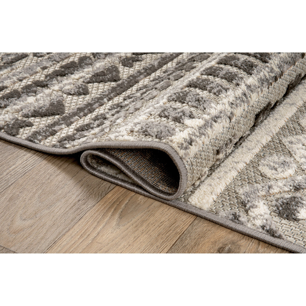 Tapis d'intérieur/extérieur géométrique délavé à rayures modernes de la World Rug Gallery