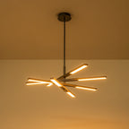 Lustre moderne à plusieurs niveaux Spoutnik linéaire, lumière chaude 3 000 K, LED intégrée