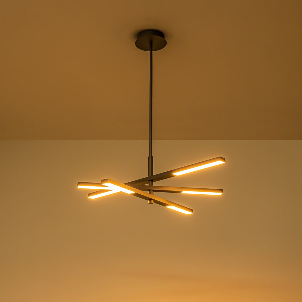 Lustre moderne à plusieurs niveaux Spoutnik linéaire, lumière chaude 3 000 K, LED intégrée