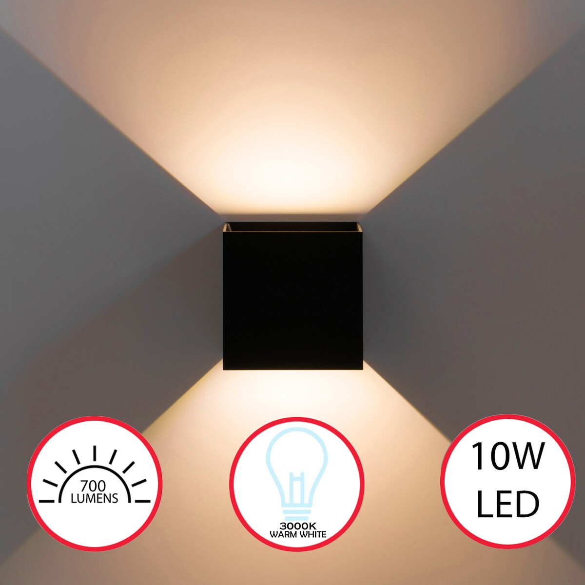 Applique murale moderne LED étanche en aluminium avec faisceau réglable 10 W 4 000 K Blanc froid pour intérieur et extérieur