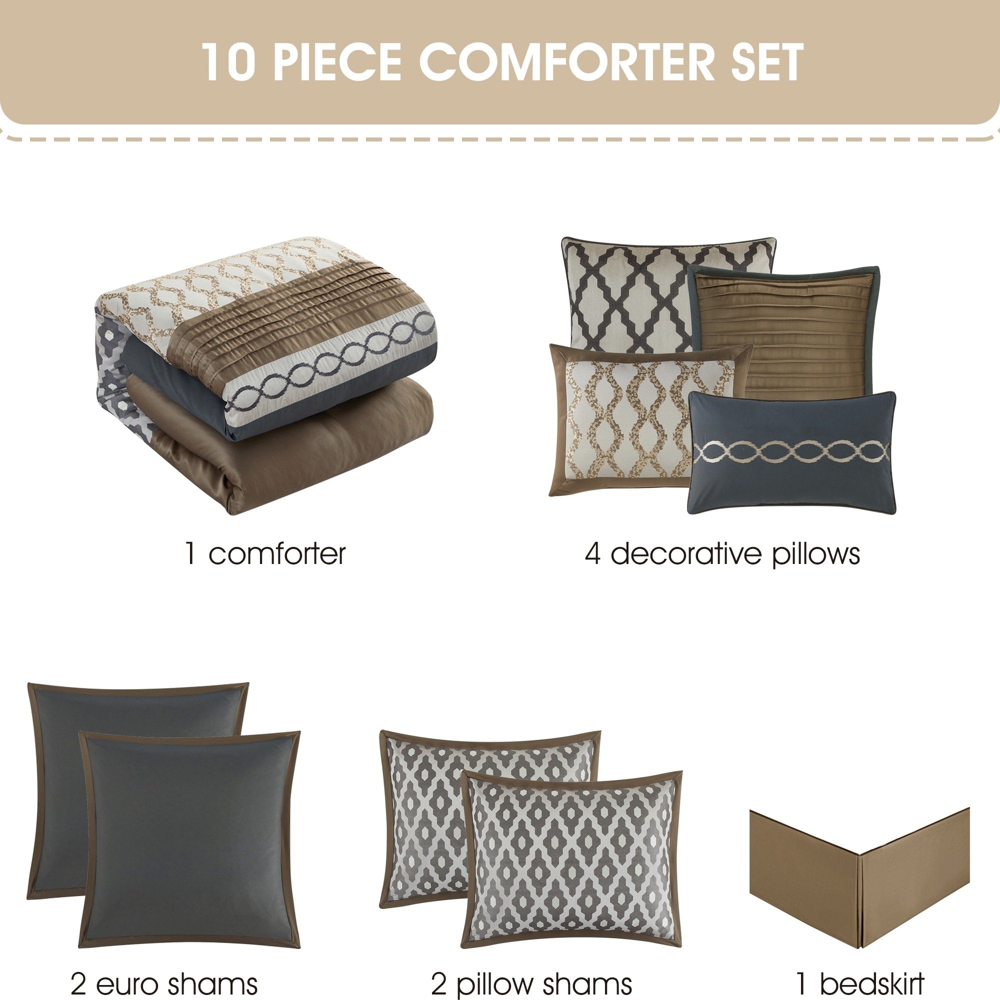 Ensemble de couette géométrique de luxe Nanshing Calvin 10 pièces