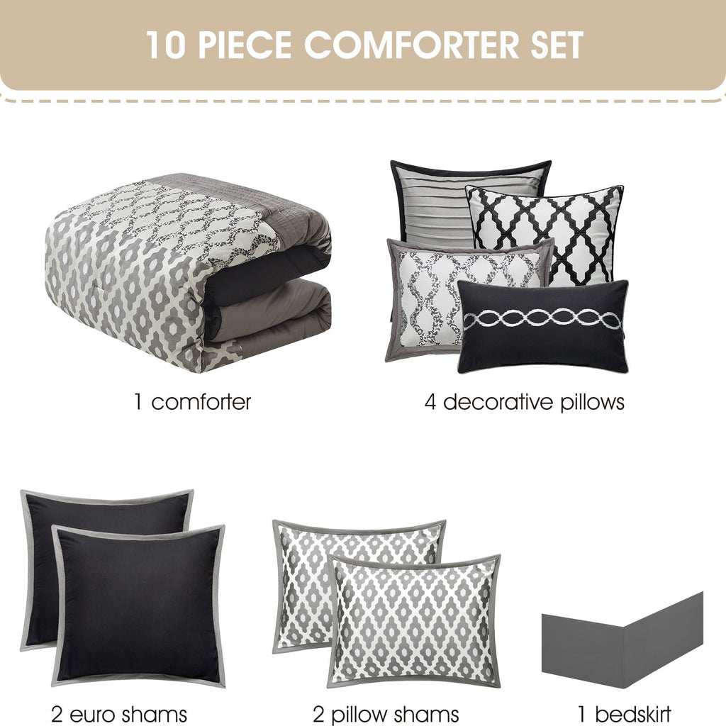 Ensemble de couette géométrique de luxe Nanshing Calvin 10 pièces
