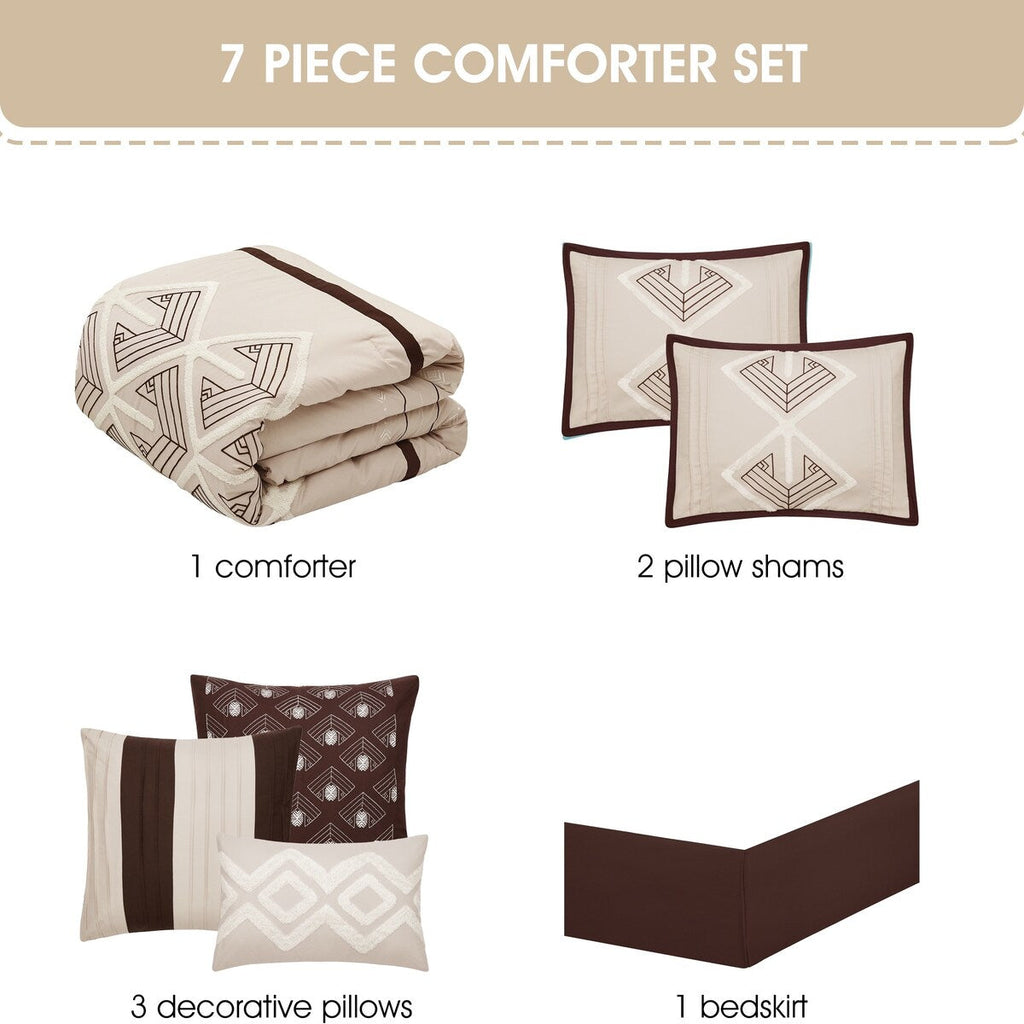 Ensemble de couette brodée Nanshing Corina 7 pièces en tissu éponge
