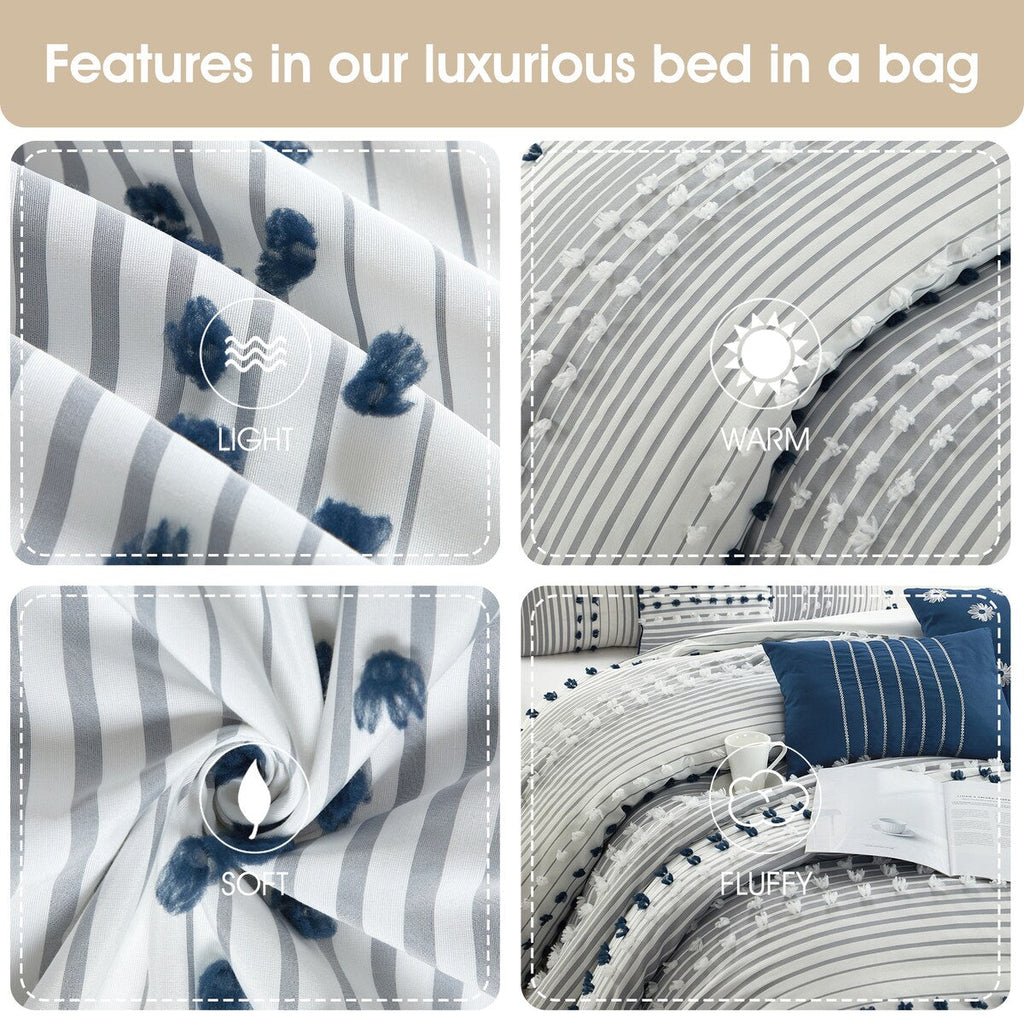 Ensemble de couette moderne à rayures Nanshing Jessy, 7 pièces