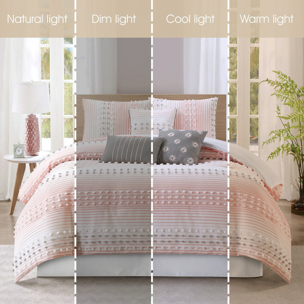 Ensemble de couette moderne à rayures Nanshing Jessy, 7 pièces