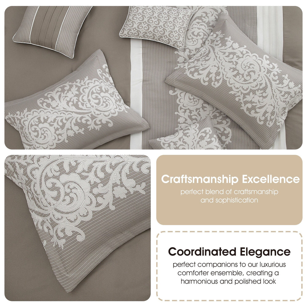 Ensemble de couette 7 pièces en jacquard damassé Nanshing Salem