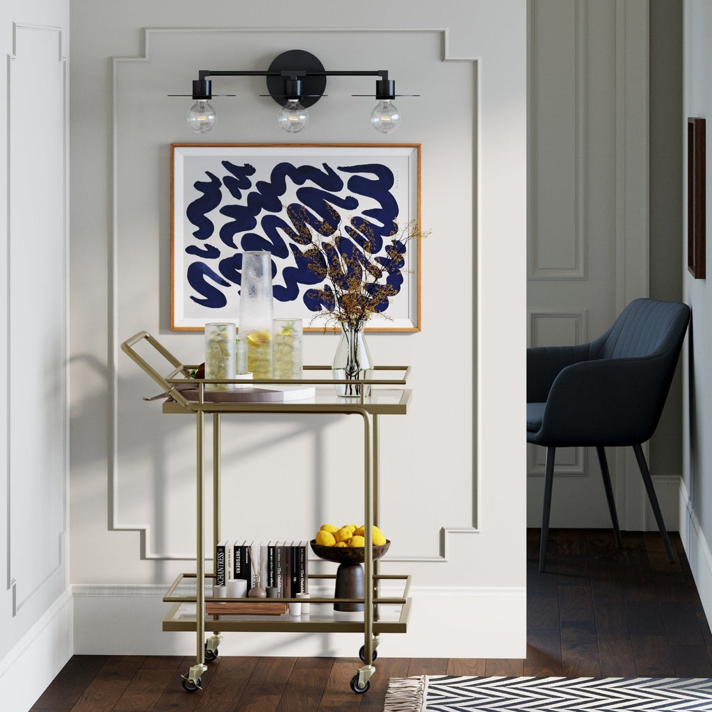 Luminaire de salle de bain à 3 lumières Nathan James Pattinson avec cadre en métal et abat-jour en plaque mince