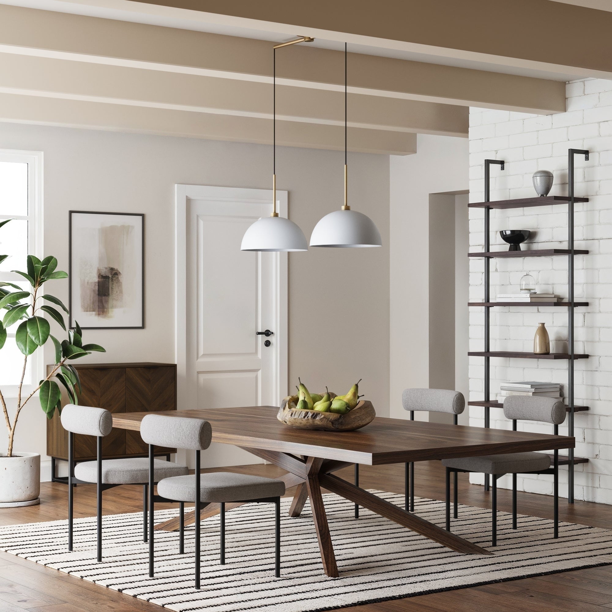 Luminaire suspendu moderne à 2 lumières pour îlot Nathan James Percy, avec abat-jour en métal et cordon réglable