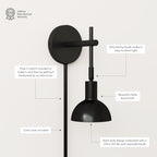 Applique murale Nathan James Tamlin à 1 lumière avec prise et interrupteur marche/arrêt