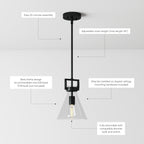 Suspension en verre Nathan James Vincent, luminaire suspendu avec tige réglable et abat-jour transparent