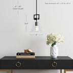 Suspension en verre Nathan James Vincent, luminaire suspendu avec tige réglable et abat-jour transparent