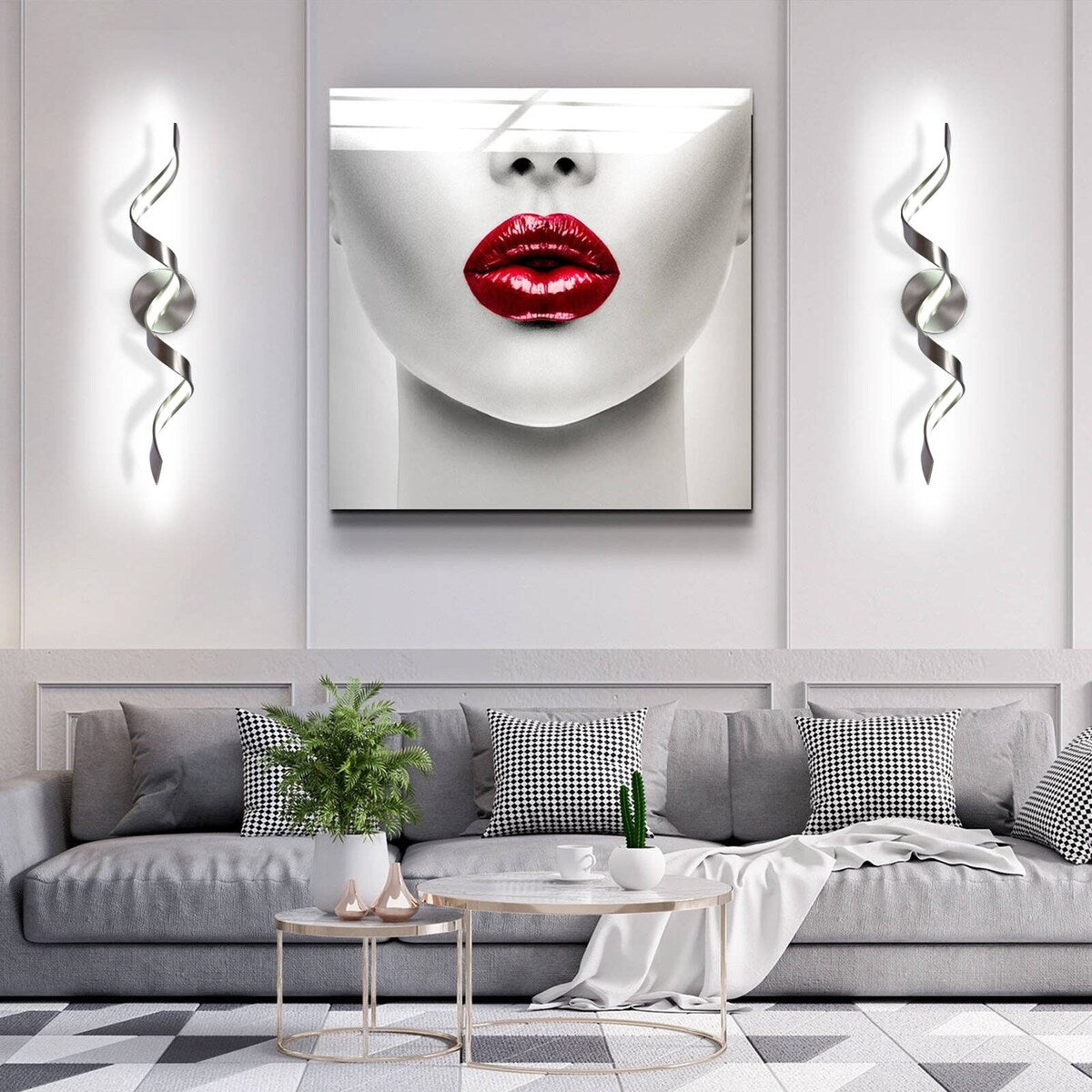 Applique murale à LED pour salle de bain au design moderne en spirale, à intensité variable