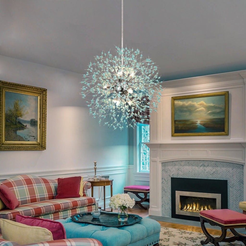 Lustre Spoutnik moderne en cristal avec feu d'artifice OYIPRO