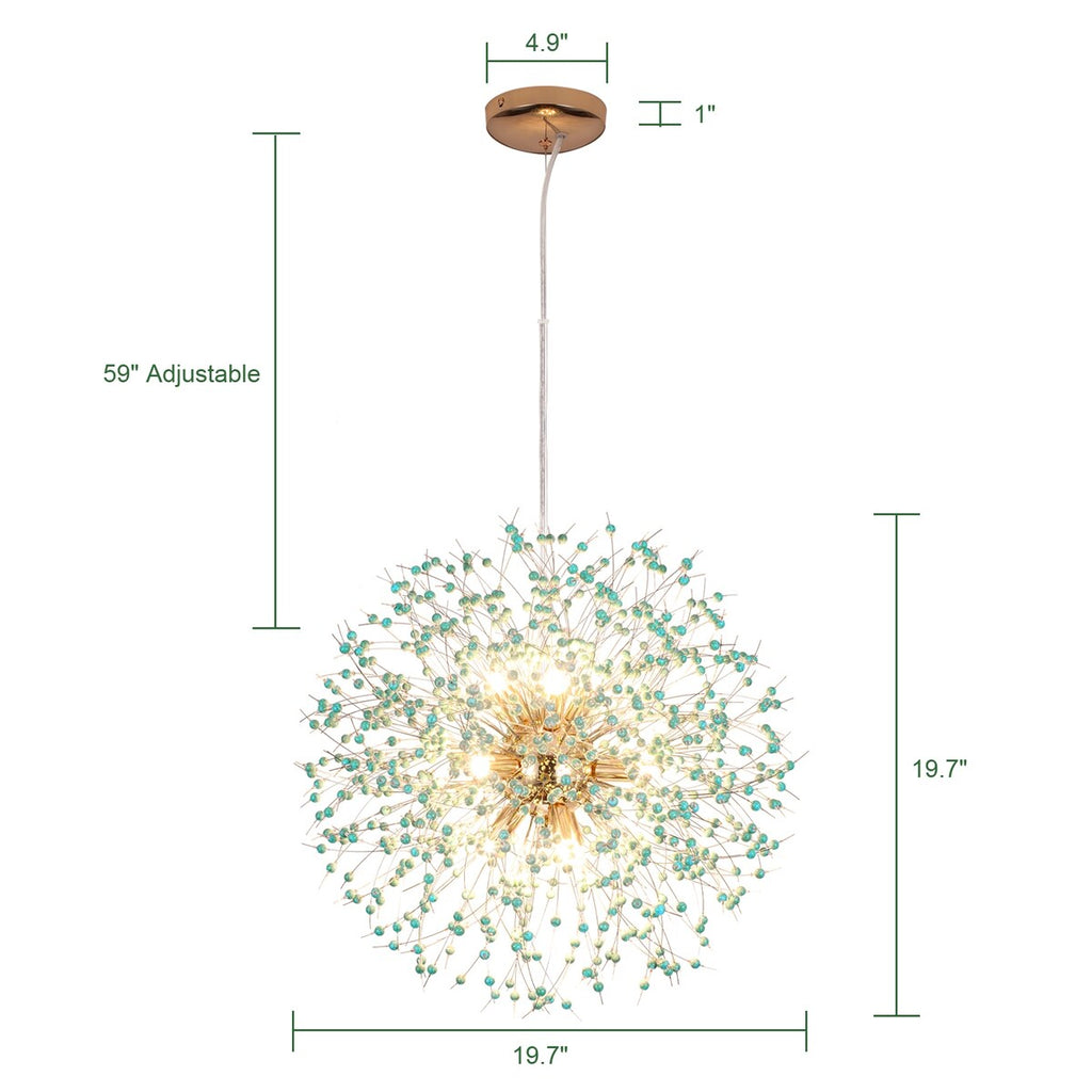 Lustre Spoutnik moderne en cristal avec feu d'artifice OYIPRO