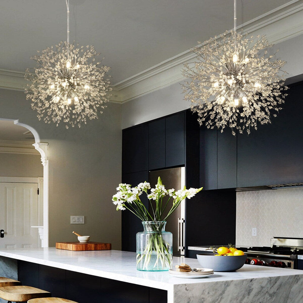 Lustre Spoutnik moderne en cristal avec feu d'artifice OYIPRO