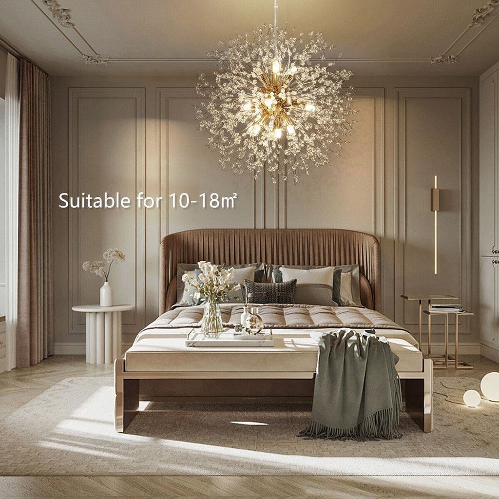 Lustre Spoutnik moderne en cristal avec feu d'artifice OYIPRO