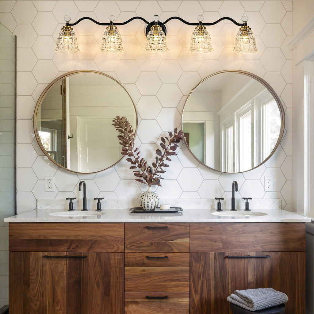 Luminaires de salle de bain modernes Ora à intensité variable, noir et or