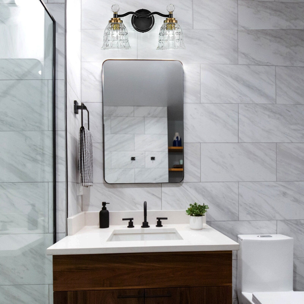 Luminaires de salle de bain modernes Ora à intensité variable, noir et or