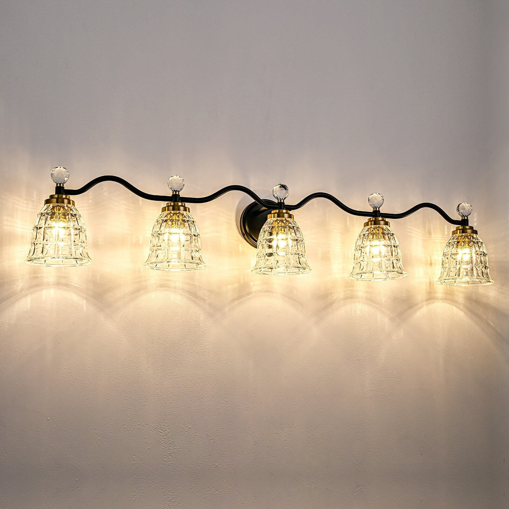 Luminaires de salle de bain modernes Ora à intensité variable, noir et or