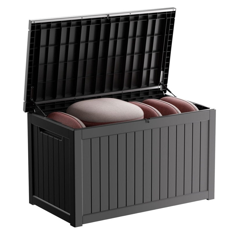 Coffre de rangement extérieur verrouillable en résine pour terrasse