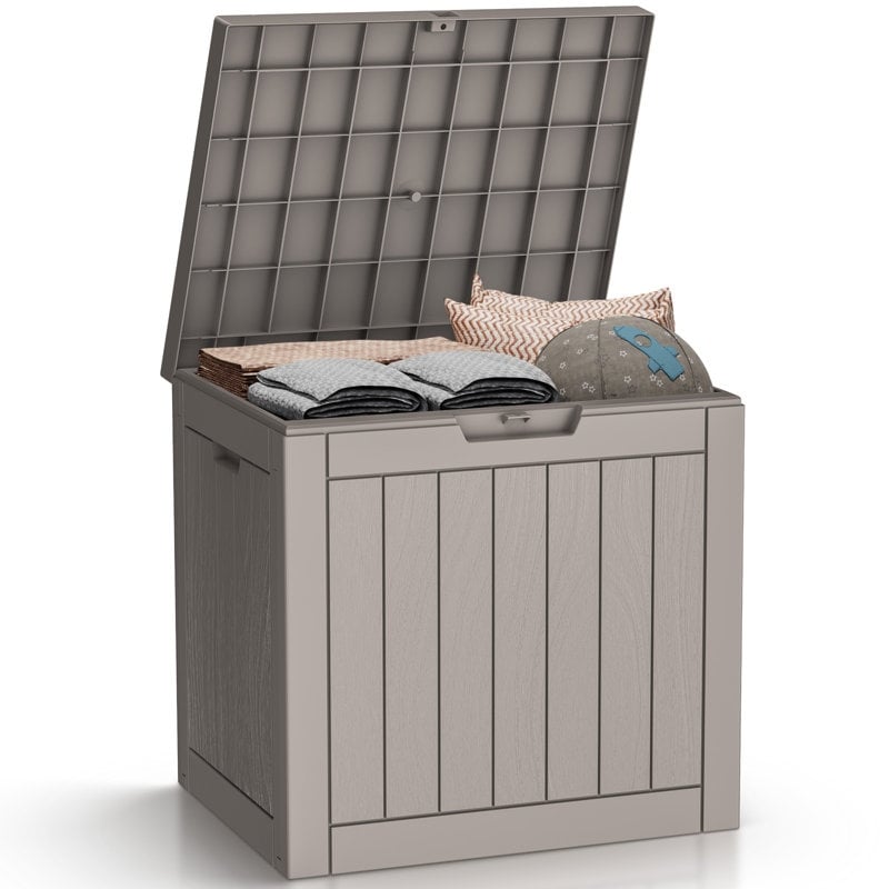 Coffre de rangement extérieur verrouillable en résine pour terrasse