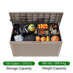 Coffre de rangement extérieur verrouillable en résine pour terrasse