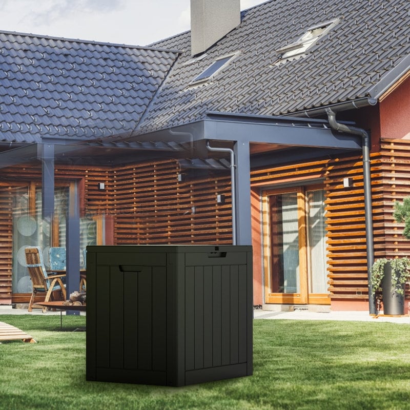 Coffre de rangement extérieur verrouillable en résine pour terrasse