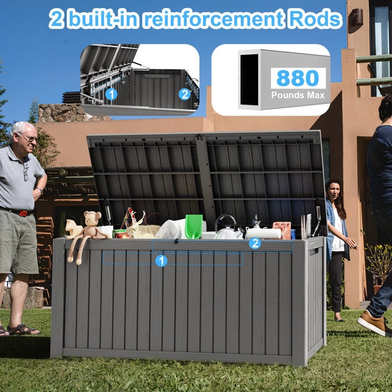 Coffre de rangement extérieur verrouillable en résine pour terrasse