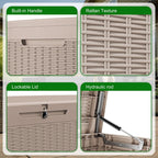 Coffre de rangement extérieur verrouillable en résine pour terrasse