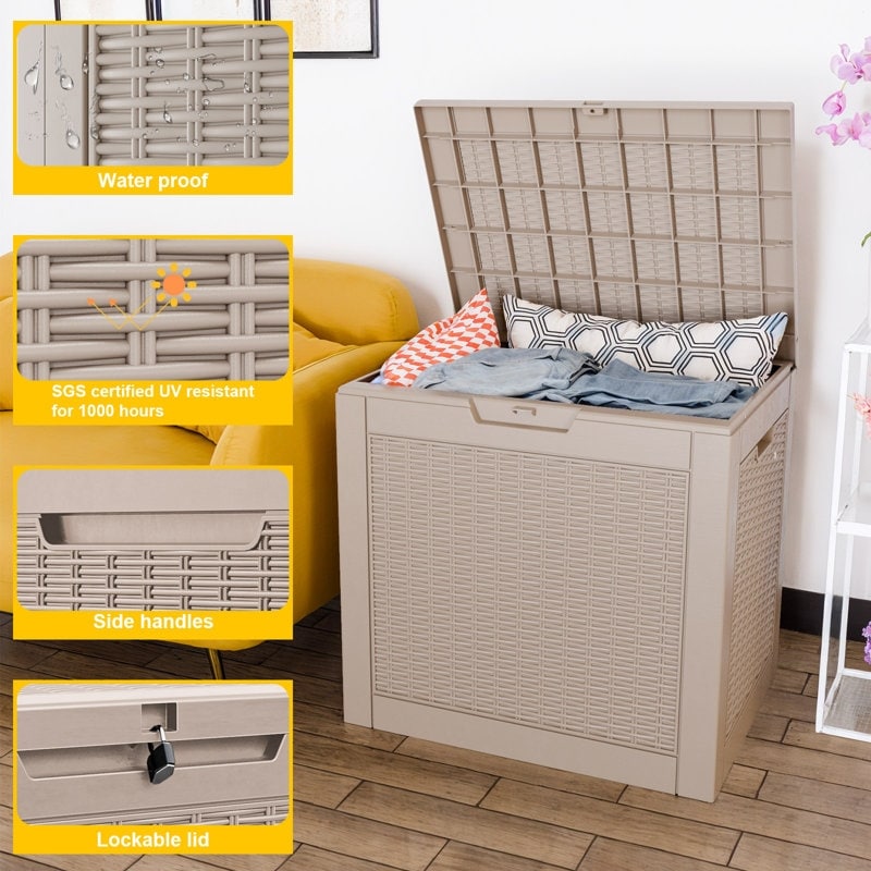 Coffre de rangement extérieur verrouillable en résine pour terrasse